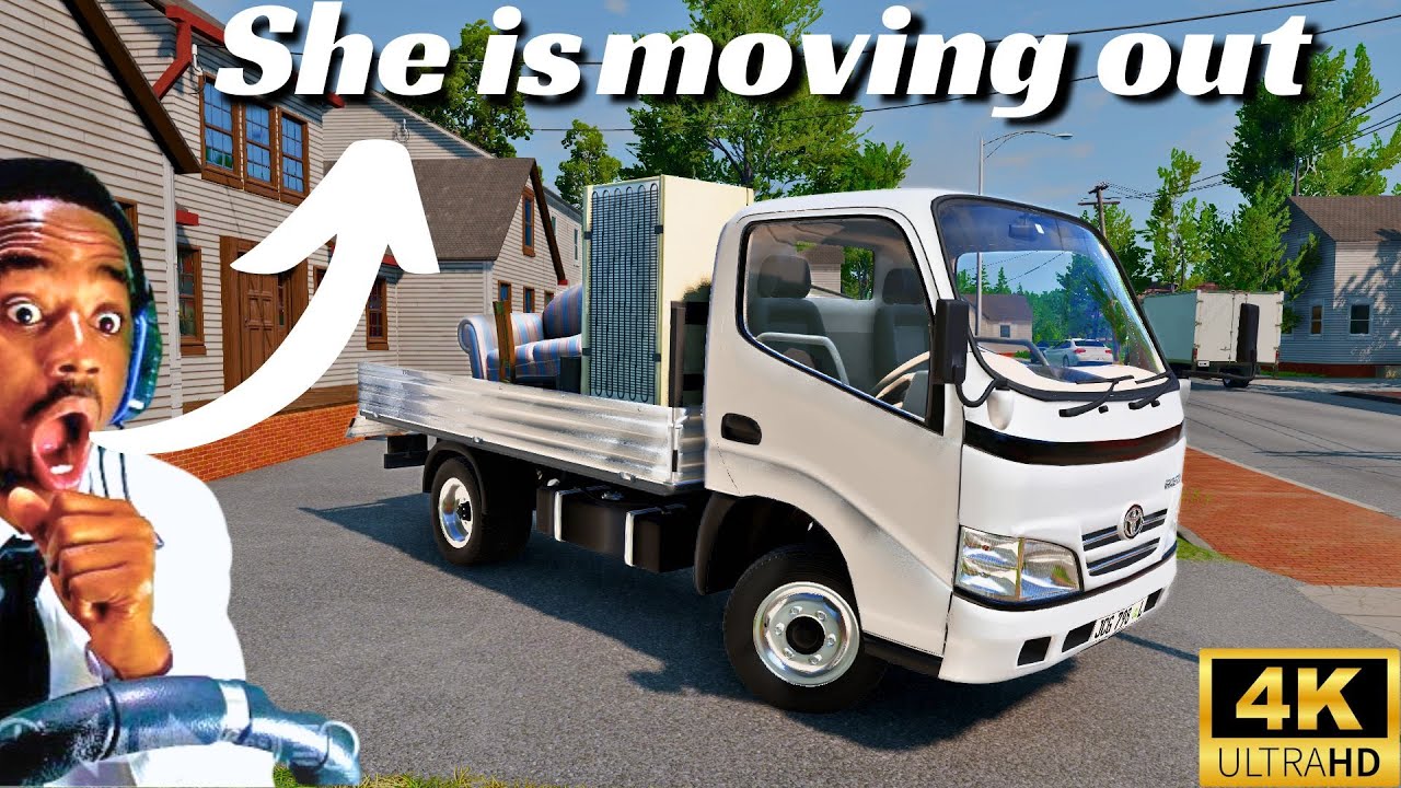 BeamNG Drive, I helped my sister move out from her apartment, realistic graphics steering gameplay