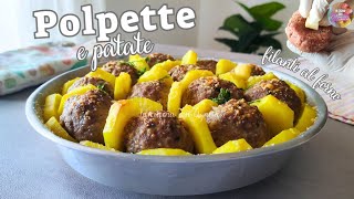 Cheese stuffed meatballs with baked potatoes - easy Italian recipe