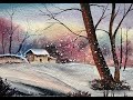 How to Paint A Snowy Winter Landscape | easy watercolor painting for beginners