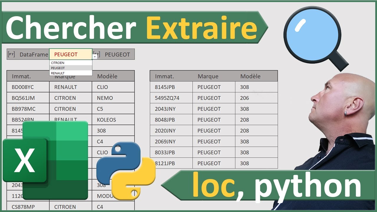 Chercher et extraire par formule Python dans Excel - YouTube