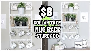 $8 DOLLAR TREE MUG RACK ORGANIZER DIY WAL-MART WOOD