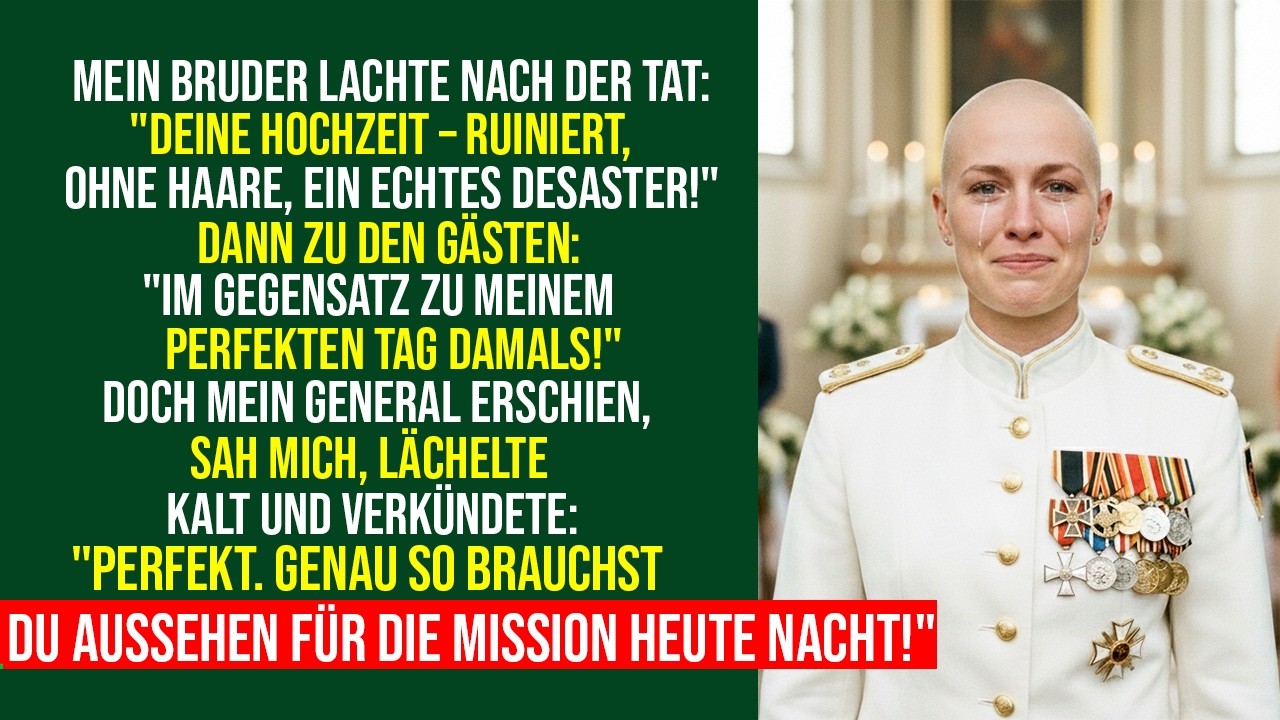 Mein Bruder rasierte mir am Hochzeitstag den Kopf – bis mein General sagte Ich habe einen Plan…