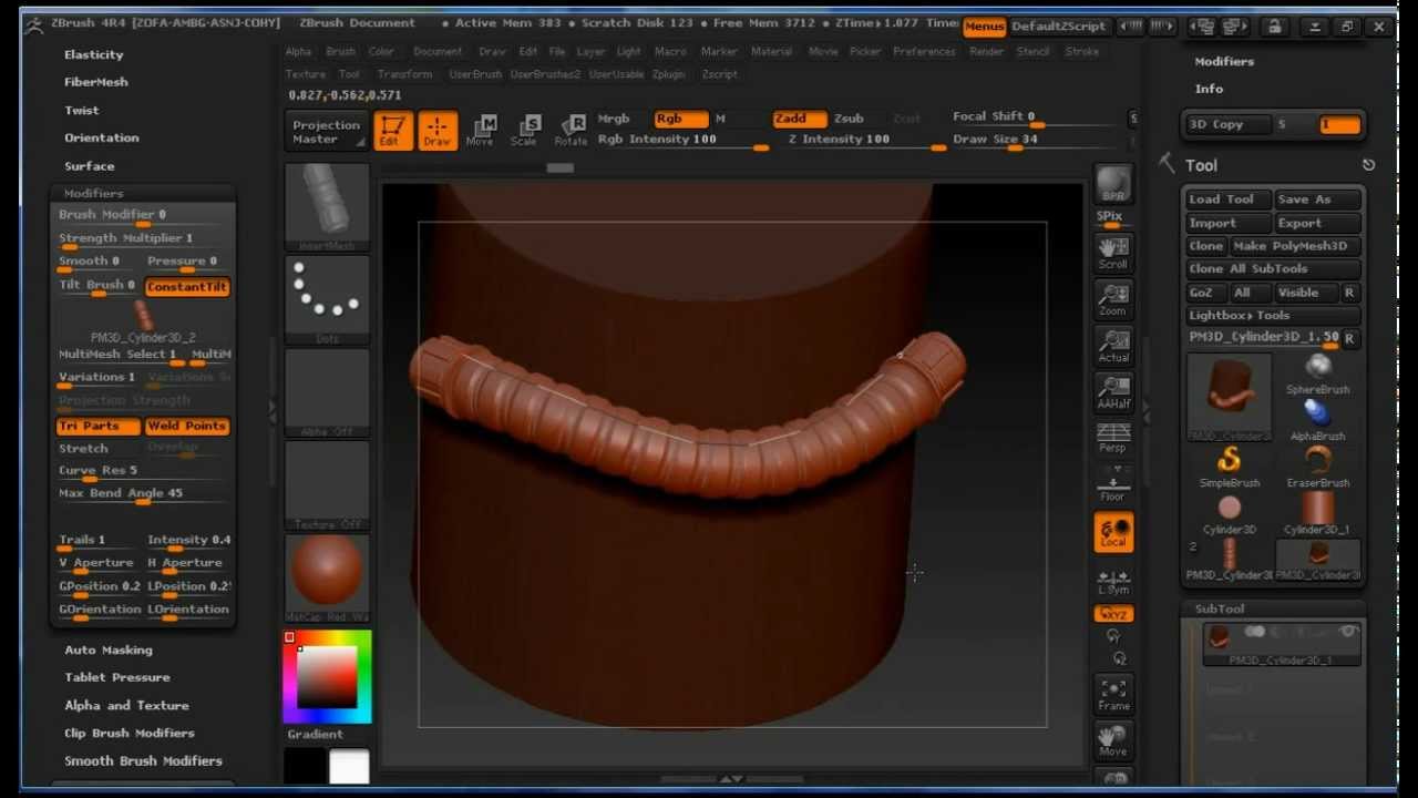 Tutorial How to Create Curved MultiMesh Brush in Pixologic Zbrush (4