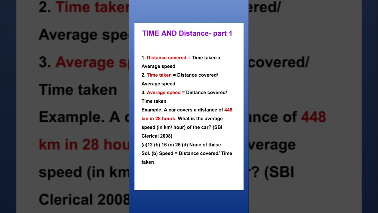 Time and distance part 1 