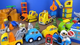 LEGO duplo（レゴデュプロ）のはたらくくるまを沢山組み立てるよ♪トラック、クレーン車、レッカー車などが登場10813