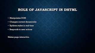 Web Technologies | DHTML with JavaScript 