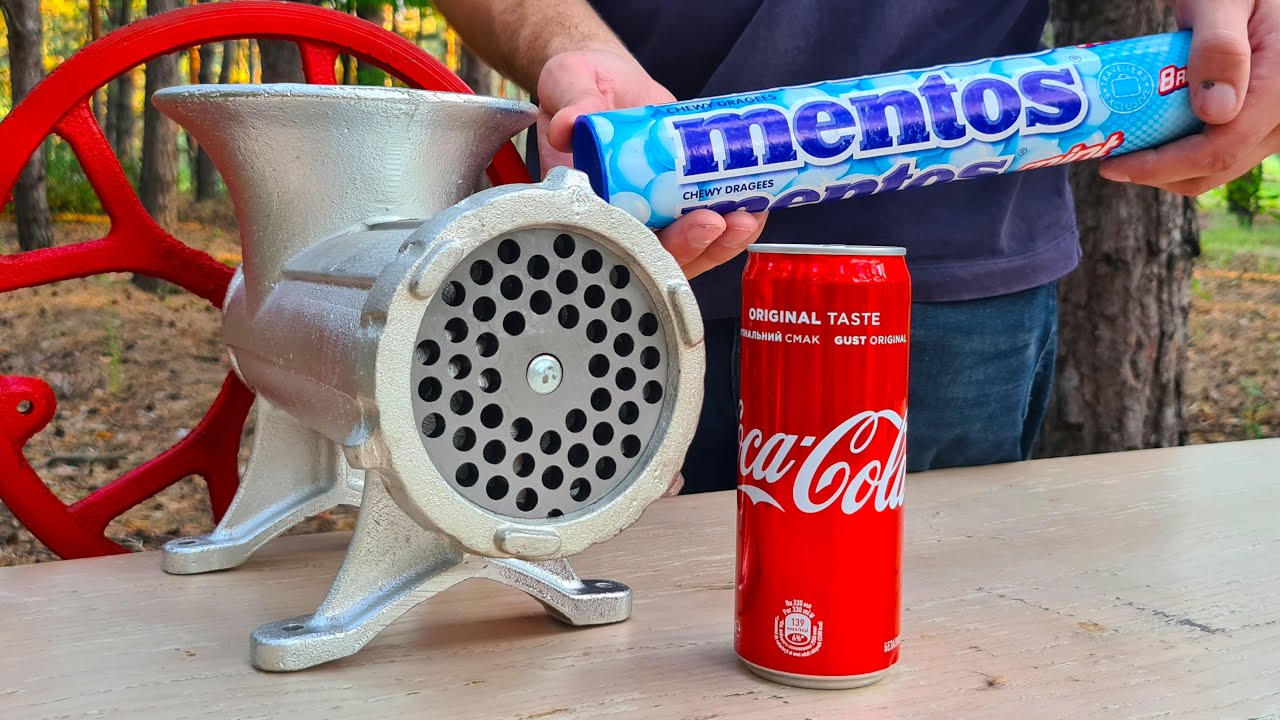 Experiment Grinder VS Coca Cola and Mentos YouTube
