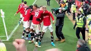 CRAZY scenes as Marcus Rashford gets a LATE winner against West Ham at Old Trafford 22nd January '22