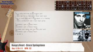 Video thumbnail of "🎻 Hungry Heart - Bruce Springsteen Bass Backing Track with chords and lyrics"