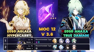 E0S0 Aglaea Hypercarry & E0S0 Anaxa True Damage | New MOC12 | 3 Stars | HSR | V3.6 |