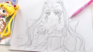 LIVE ? Dessin au crayon : Princess Serenity dédicace à Yohann | Comment dessiner portrait Tuto manga