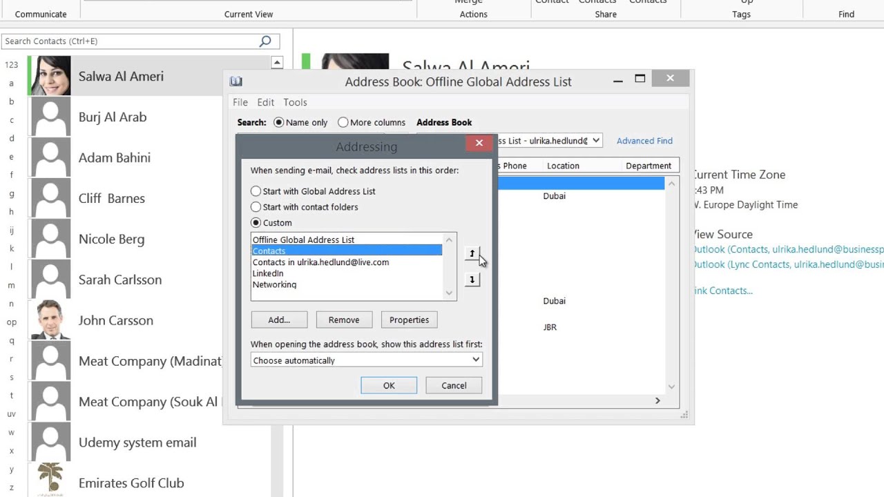 How to configure the address book YouTube