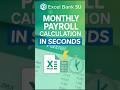 payroll culculation in second comes to learn in excel #excel #account #shorts