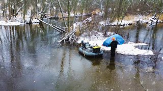 2 Snowy Days on the River - Winter Steelhead Fishing & Tent Camping