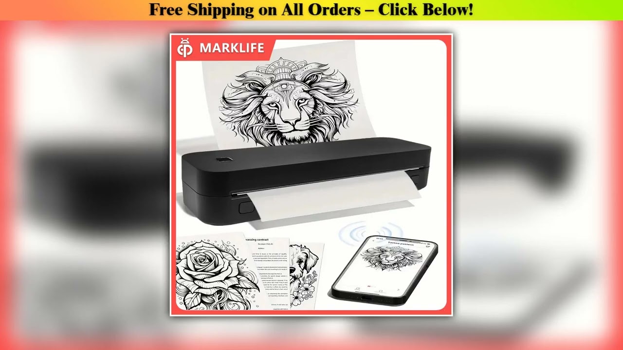 Portable A4 Thermal Printer Bluetooth-compatible PDF Document Printing Machine Tattoo Paper for