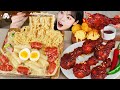 ASMR MUKBANG| 직접 만든 크림 떡볶이 양념치킨 소세지 먹방 & 레시피 FRIED CHICKEN AND Tteokbokki EATING