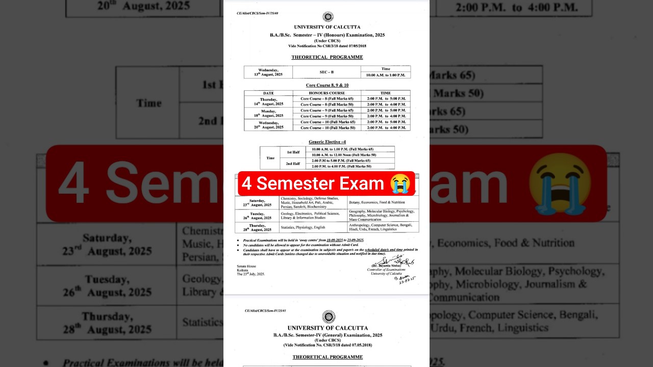 4 semester examination notice🥵