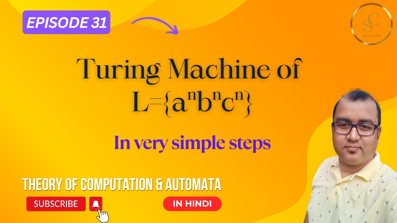Turing Machine for L = {aⁿbⁿcⁿ} | Step-by-Step Construction | Theory of Computation & Automata