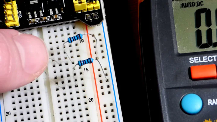 Fixed resistor voltage divider demonstration for beginner learning electronics