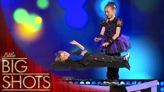 Sibling magicians! 7 year old girl levitates her 4 year old brother 😱🪄