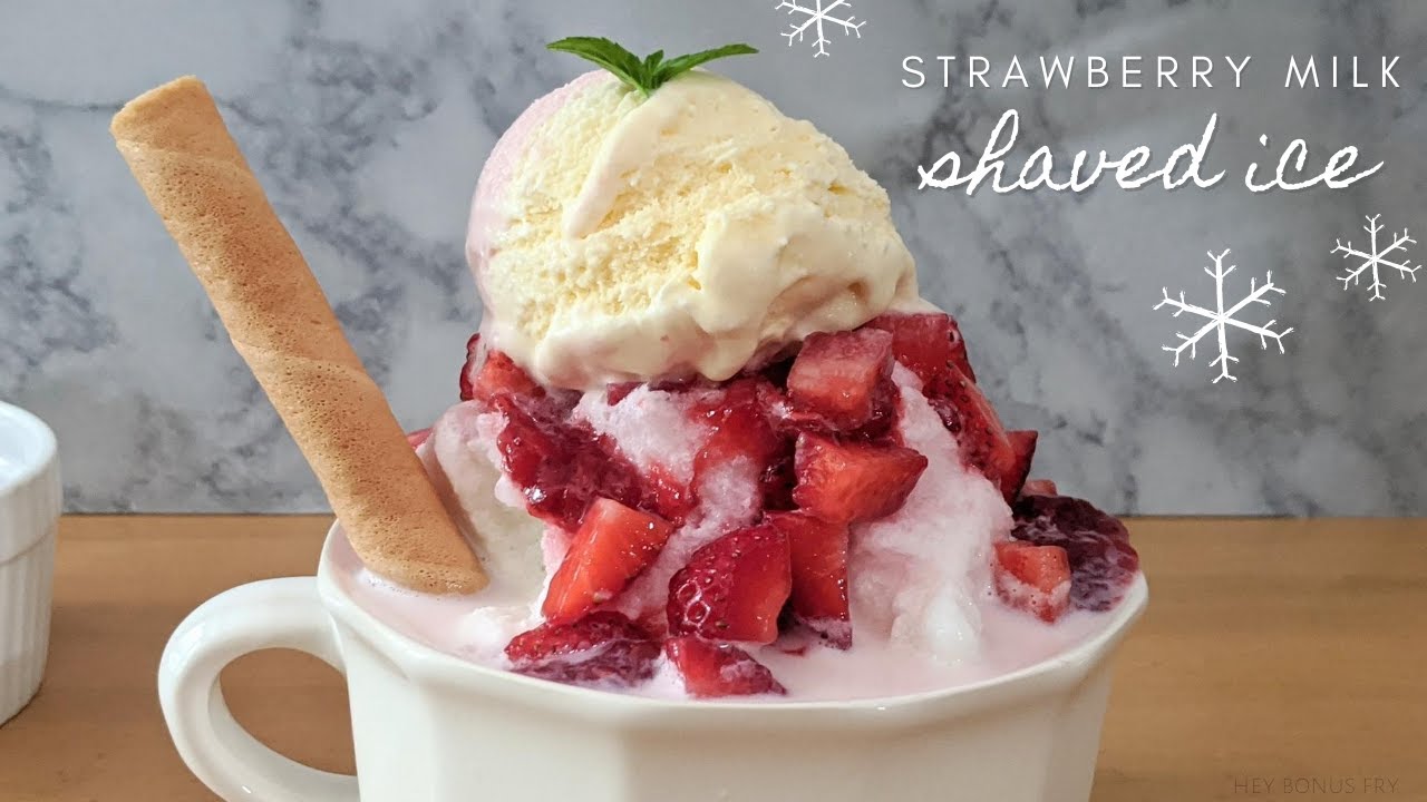 Strawberry Milk Shaved Ice Easy Recipe How to Make Korean Bingsu