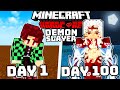 I Survived 100 DAYS in DEMON SLAYER Minecraft against MUZAN...