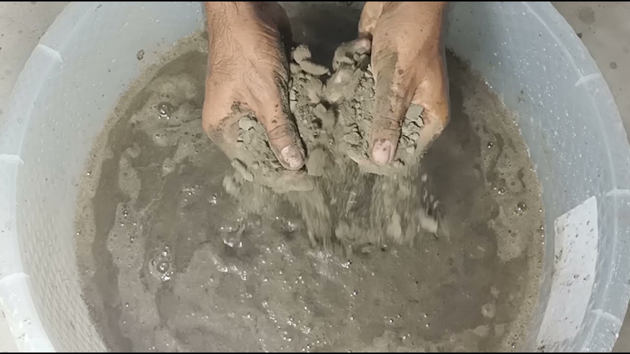 Satisfied Asmr crumbled Cement+dry soil in water tub#18