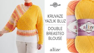 : Alize Cotton Gold ile Kruvaze Yazlik Bluz  Double Breasted Blouse    