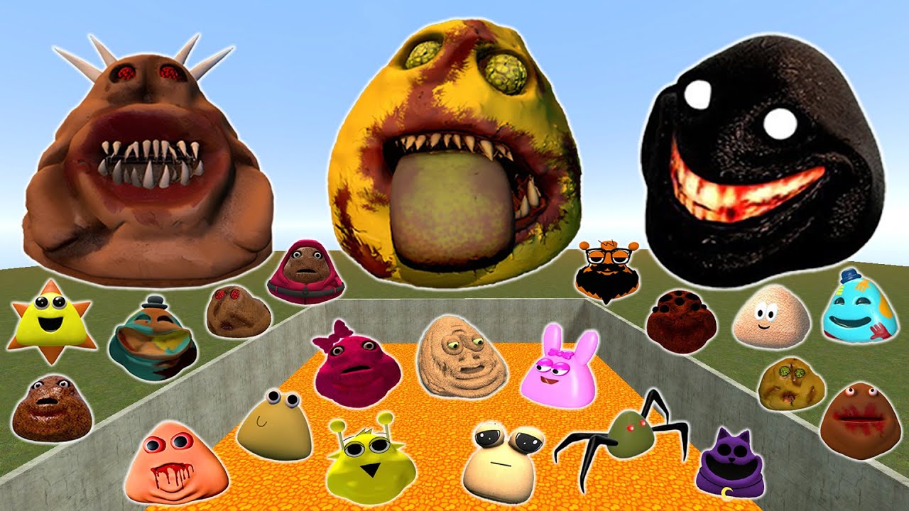 DESTROY ALL NEW 3D POU BOU'S REVENGE & ITALIAN BRAINROT FAMILY in LAVA HOLE Garry's Mod