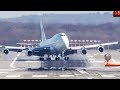 BOEING 747 CROSSWIND LANDING during a STORM at Düsseldorf - GREAT PILOT SKILLS