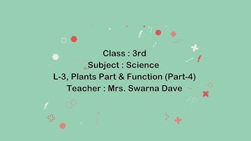 Class 3 | Science | L-3, Plants Parts & Functions (Part-4) | Mrs. Swarna Dave