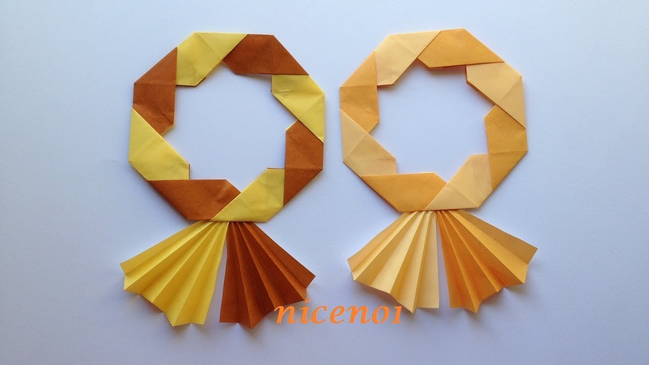 折り紙 しめ縄のリース2 簡単な折り方 Origami Decoration On New Year S Day Tutorial Niceno1 Youtube