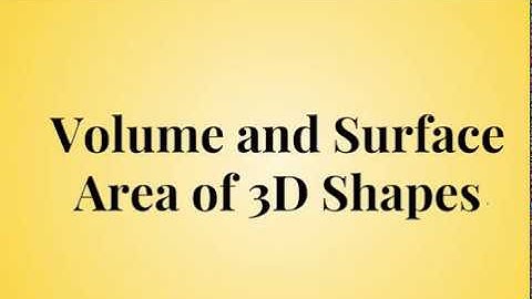 Volume and Surface Area of 3D Shapes