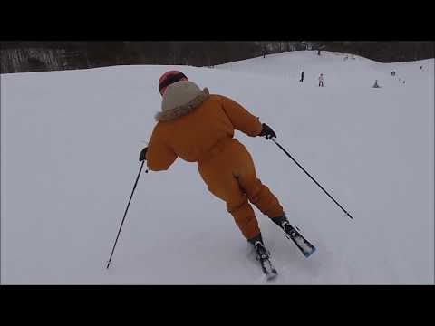 one-legged ski "outside edge" (switch the board) 片足 (内足) スキー。アウトエッジ。左右切り替え。追走