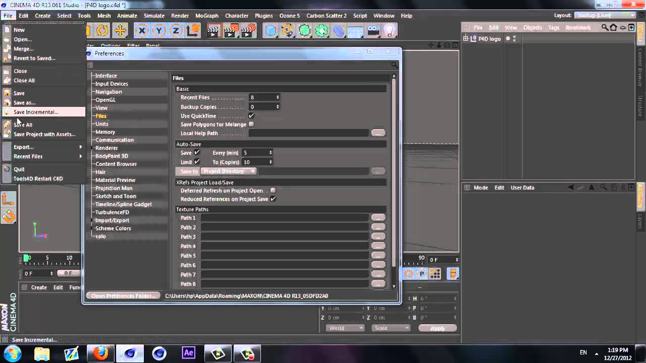 is ther a way to recover unsaved files in cinema 4d r20