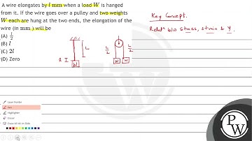 A wire elongates by \( l \mathrm{~mm} \) when a load \( W \) is hanged from it. If the wire goes...