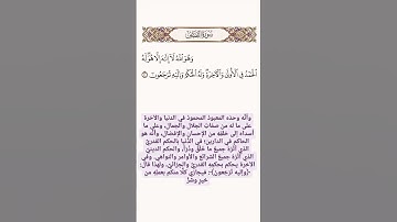 سورة القصص ﴿ وهو الله لا إله إلا هو له الحمد في الأولى والآخرة وله الحكم وإليه ترجعون﴾ المنشاوي قرآن
