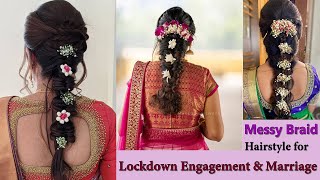 Self bridal hairstyle tutorial for Indian wedding in tamil|simple  Engagement hairstyle south Indian - YouTube