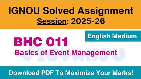 IGNOU BHC 011 Solved Assignment 2025-26 English Medium