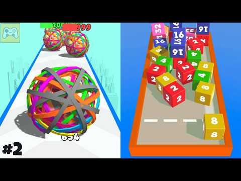 Rubber Ball Roll vs Merge Cube 2048 ✦ ASMR Gameplay Android iOS • 2048 Number Merge Race Games (2)