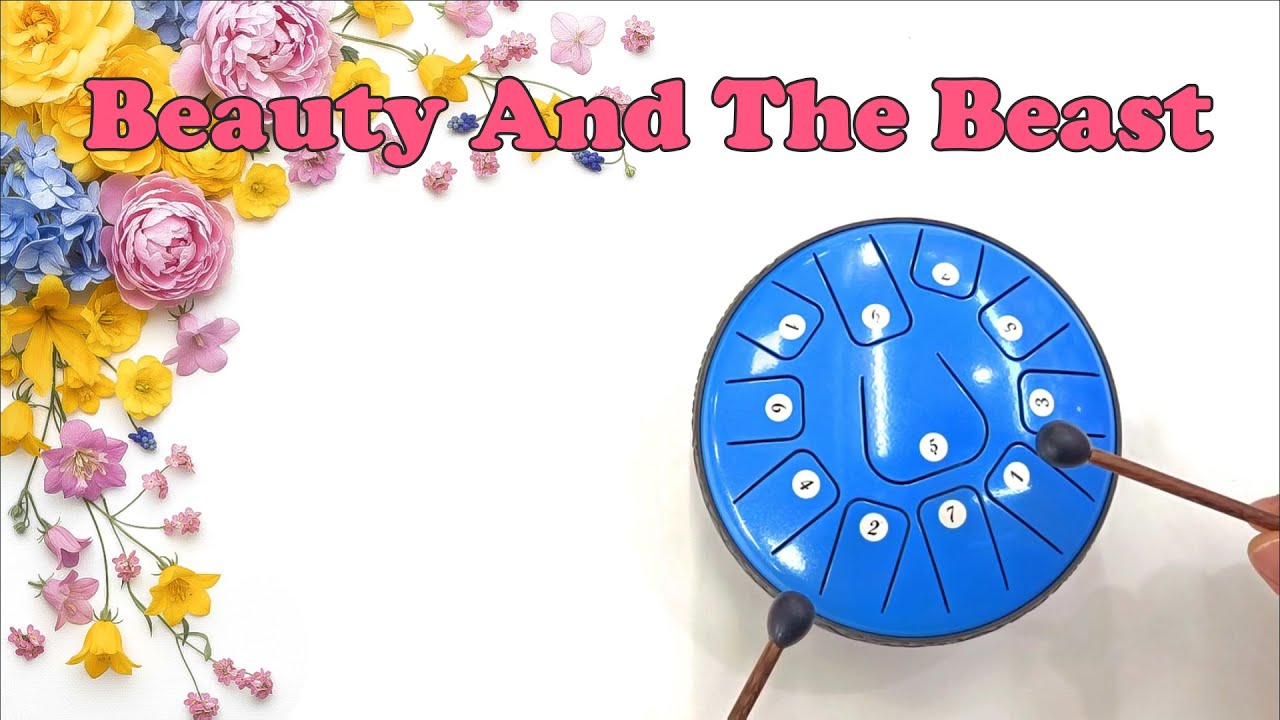 Beauty And The Beast - 11 note steel tongue drum cover with tabs