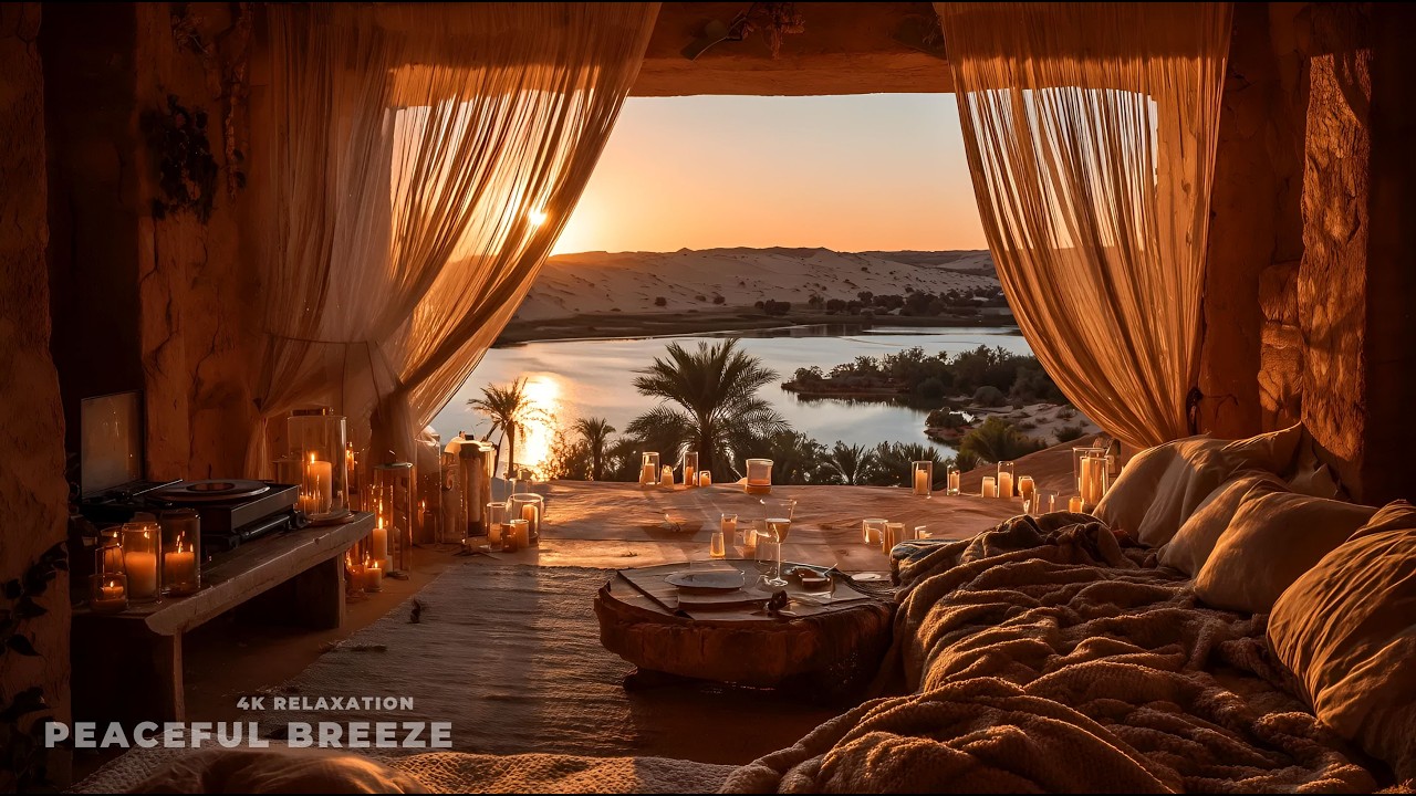 [휴양지 앰비언스] 이집트 시와 오아시스 사막 텐트 🏜️ 서정적 피아노와 모래바람 소리 (수면, 집중, 독서)