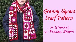 CROCHET: Granny Square Scarf or Blanket