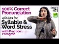 Syllable & Word Stress rules for 100% Correct Pronunciation | Pronounce English Words Clearly