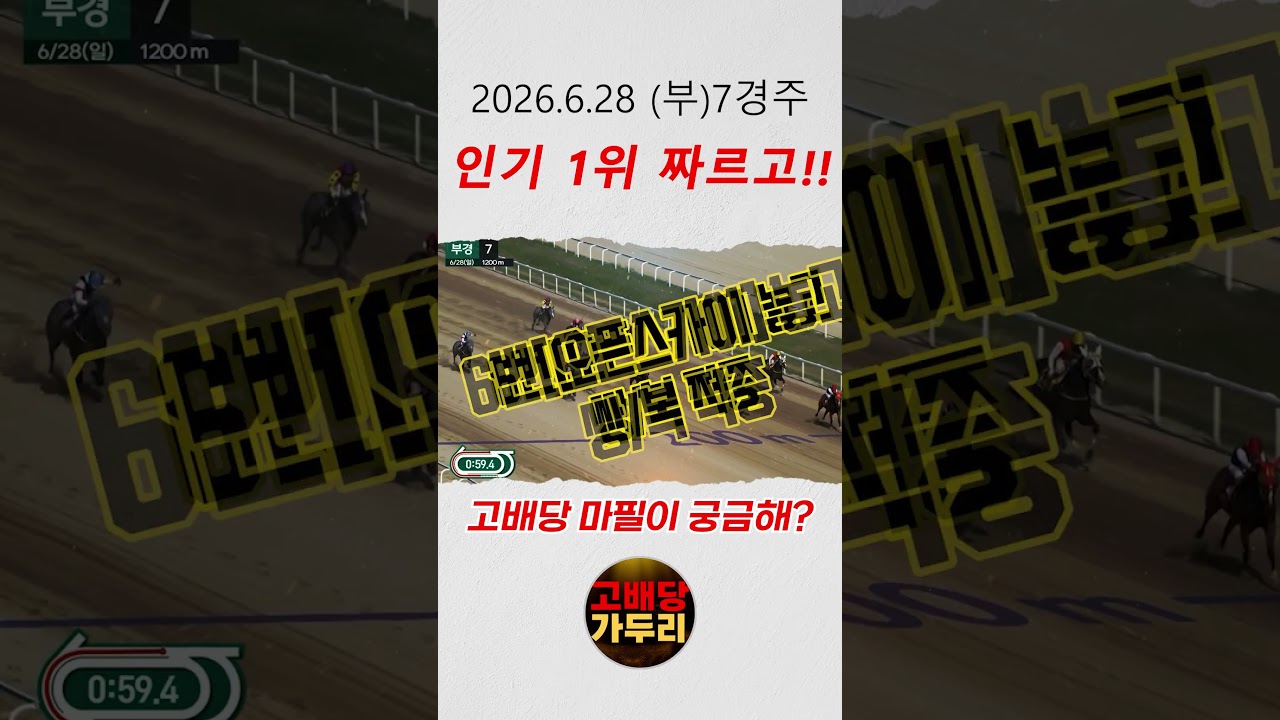 고배당 마필이 궁금해?? 승부처 인기 1위 짜르고!!!