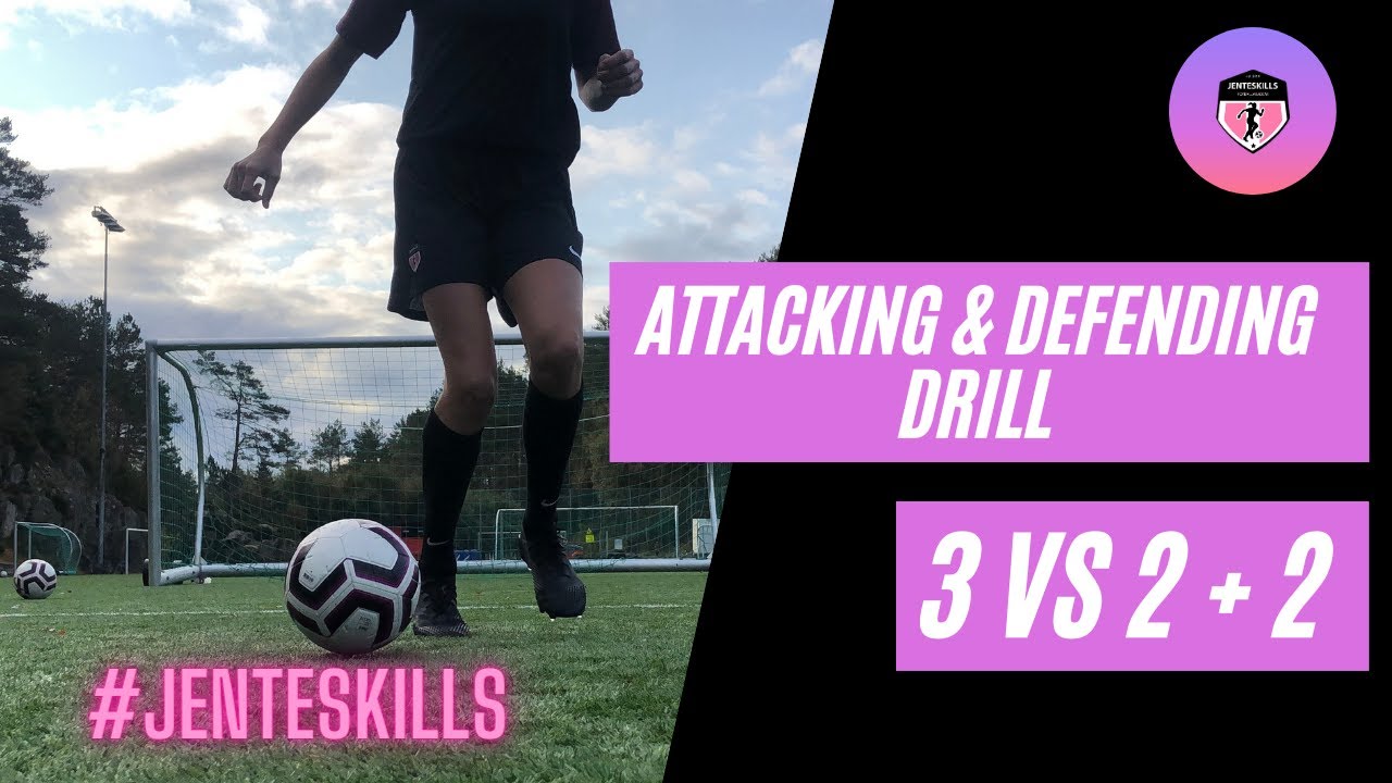 Attacking & defending drill (3 vs 2 + 2) | JenteSkills øvelser - attacking vs defending #3