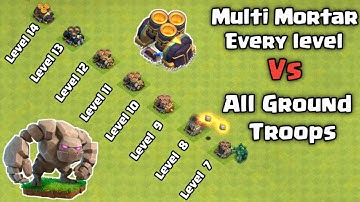 Straight line Multi Mortar Every level Vs Every Ground Troops Clash of clans
