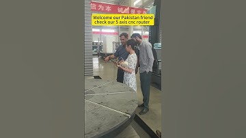 Welcome Pakistan customer visit our 5 axis cnc router for styrofoam sculpture carving#cnc#sculpture