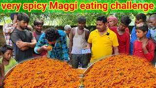 1 मिनट में एक प्लेट मैगी न्यूडल खाओ ₹500 ले जाओ।🍝🤑 super spicy Maggi noodle eating. new Maggi eating