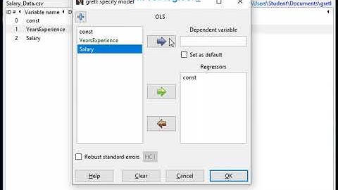 Gretl run a model SLR